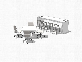 现代休闲桌椅组合草图大师模型，桌椅组合sketchup模型下载