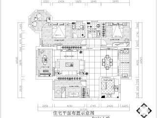 三室两厅黑白经典CAD施工图含效果图套图，CAD建筑图纸下载