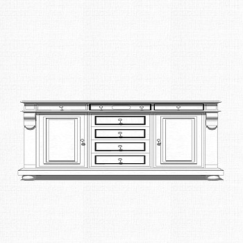 欧式边柜草图大师模型，边柜SKP模型下载