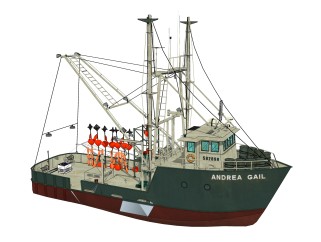 现代大型渔船skp模型，渔船草图大师模型下载