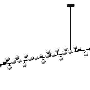 北欧玻璃球吊灯草图大师模型，树枝分子吊灯效果图su模型下载