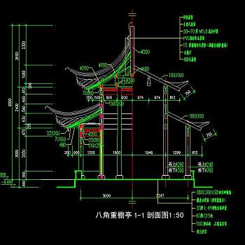 现代亭子CAD图纸，亭子CAD施工图下载