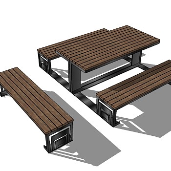 现代户外桌椅sketchup模型下载，公园休闲椅skp文件下载