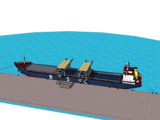 现代的大型货船su模型，货船skp模型下载