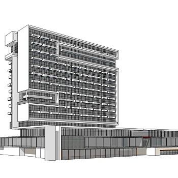 现代高层办公楼草图大师模型，高层办公楼sketchup模型免费下载