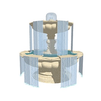 欧式水景草图大师模型，水景sketchup模型免费下载