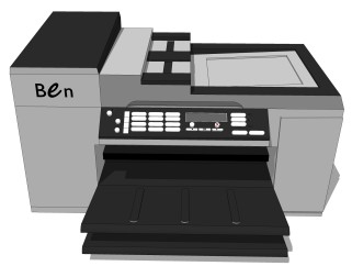 现代打印机skp模型，日用电器su模型下载