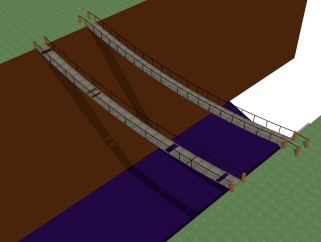 吊桥草图大师模型免费下载，sketchup吊桥su模型分享