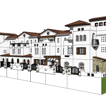 欧式别墅外观草图大师模型，别墅外观sketchup模型免费下载