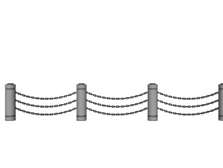 现代铁索护栏su模型下载、铁索护栏草图大师模型下载