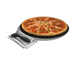 现代披萨草图大师模型，食品sketchup模型下载