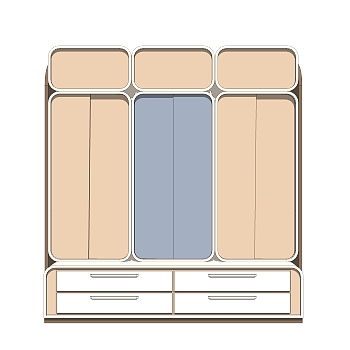 现代简约衣柜草图大师模型，储物柜SKP模型下载