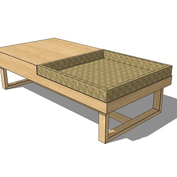  现代实木茶几草图大师模型，茶几sketchup模型