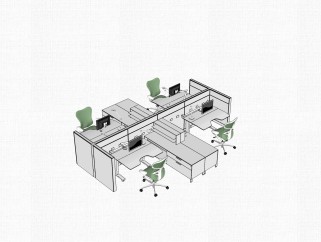 现代办公桌sketchup模型，办公桌su模型下载