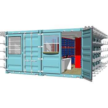 工业风集装箱住宅草图大师模型，集装箱住宅sketchup模型免费下载