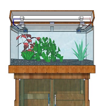 现代生态鱼缸草图大师模型，鱼缸sketchup模型下载