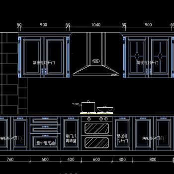 L型欧式橱柜CAD图纸，原创橱柜全套CAD施工图纸下载