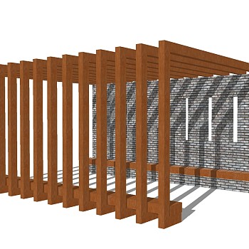 新中式实木廊架草图大师模型，实木廊架sketchup模型下载