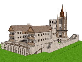 古堡城堡建筑草图大师模型下载、古堡城堡建筑草图大师模型下载
