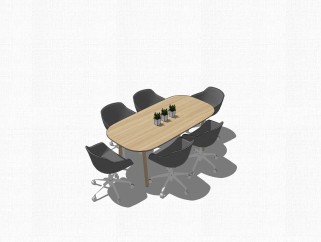 现代会议桌草图大师模型，会议桌sketchup模型下载