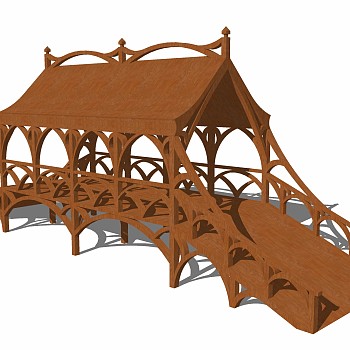 东南亚景观桥草图大师模型，景观桥sketchup模型免费下载