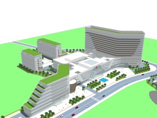 现代办公楼规划草图大师模型，办公楼规划sketchup模型免费下载