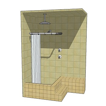 现代淋浴房sketchup模型，淋浴房草图大师模型下载