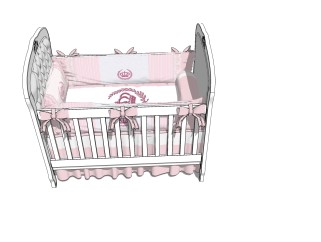 法式婴儿床草图大师模型，婴儿床skb文件