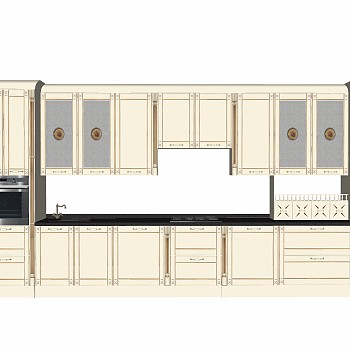 现代厨房柜免费su模型，厨房柜sketchup模型下载