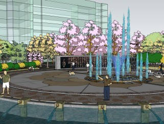 现代中式公园广场景观草图大师模型，广场景观sketchup模型skp文件分享