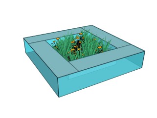 现代玻璃树池草图大师模型，树池sketchup模型下载