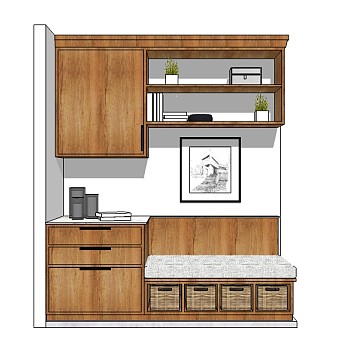 现代储物柜草图大师模型，储物柜su模型下载