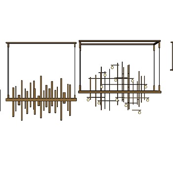 现代金属吊灯组合su模型，吊灯sketchup模型下载