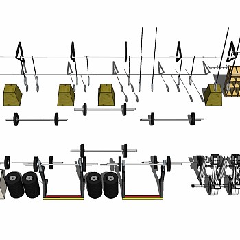 现代健身器材草图大师模型，健身器材skp模型下载