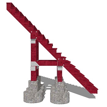 现代钢结构单跑楼梯草图大师模型，钢结构单跑楼梯sketchup模型免费下载
