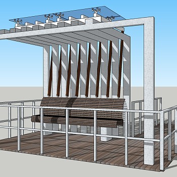 现代景观廊架草图大师模型，景观廊架sketchup模型下载