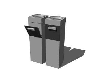 现代垃圾桶skp文件，垃圾桶草图大师模型下载