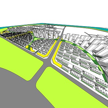 现代城市规划免费su模型下载、城市规划草图大师模型下载