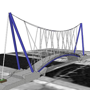 悬索桥设计草图大师模型下载，sketchup悬索桥su模型分享