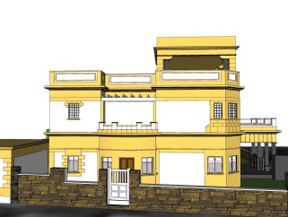 现代私人独栋别墅草图大师模型下载，独栋别墅sketchup模型