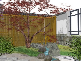 中式庭院草图大师模型，庭院sketchup模型下载