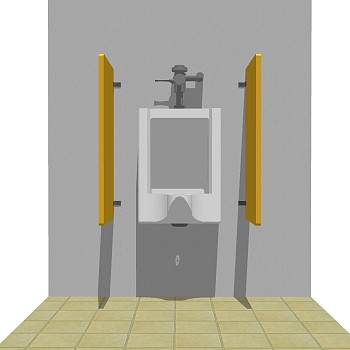 现代小便池草图大师模型，便器sketchup模型下载