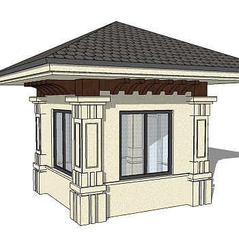 欧式岗亭草图大师模型下载，亭子SU模型
