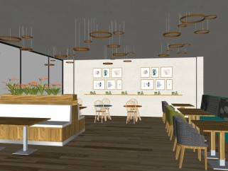 现代简约咖啡店室内效果草图大师模型，咖啡店室内效果sketchup模型下载