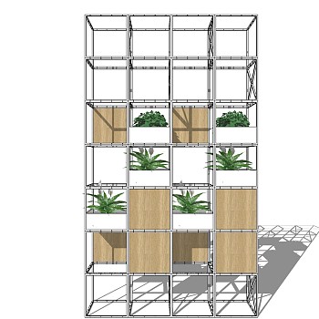 简约置物架草图大师模型，置物架sketchup模型下载