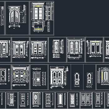 整木门cad门图库，木门CAD图纸下载