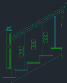 原创楼梯栏杆CAD图库，楼梯栏杆CAD图纸下载