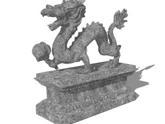 中式龙形雕塑草图大师模型，雕塑sketchup模型下载