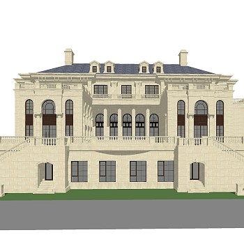 法式别墅外观草图大师模型，别墅外观sketchup模型免费下载
