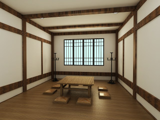 中式餐厅室内装修图，餐厅CAD建筑图纸下载